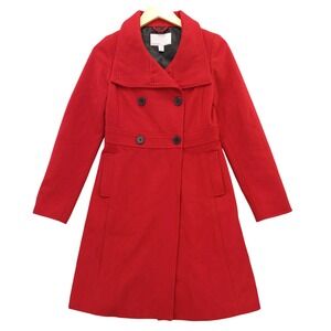 Old Navy Red Wool Blend‎ Double Breasted Pea Coat - Women's XS